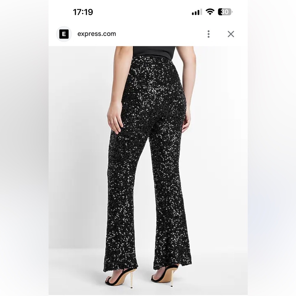 Express Shimmering Black Evening Flare Pants PART OF A SET